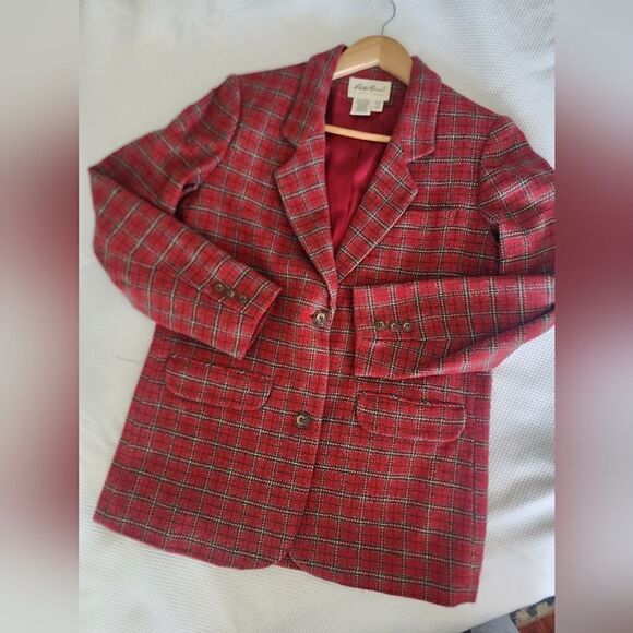 Eddie Bauer plaid wool petite blazer sport jacket new without tags - Picture 7 of 12